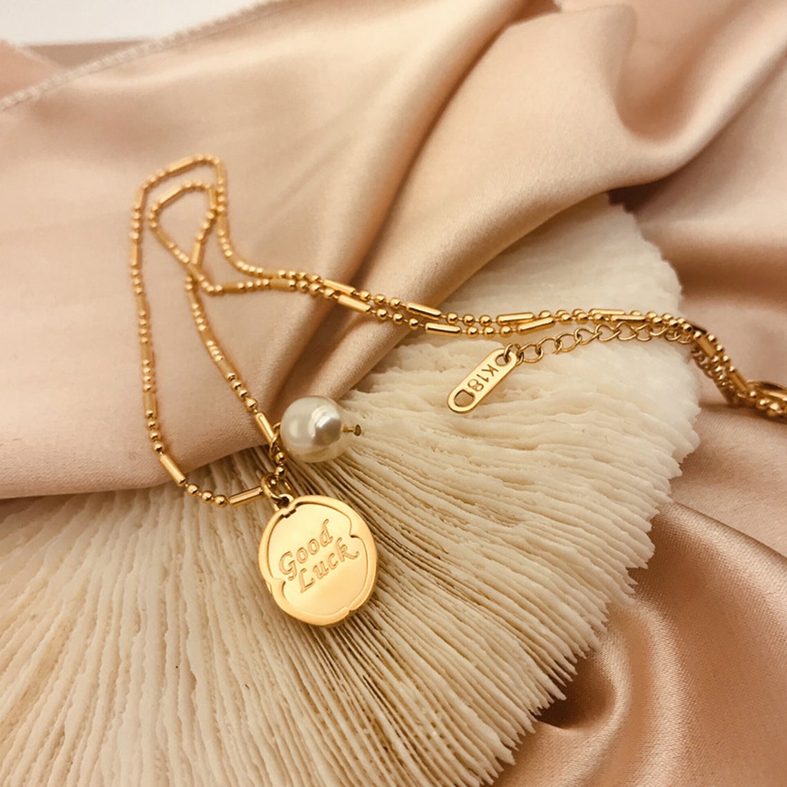 Good Luck Necklace 18K Gold Plated Best Wishes Jewelry Etsy