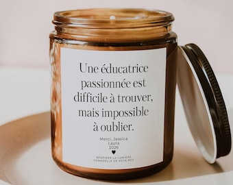 Cadeau Éducatrice, Chandelle Personnalisée Merci Éducatrice, Cadeau Garderie, Éducatrice Passionnée, Fin d’Année