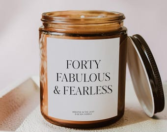 40th Birthday Candle for Her, Forty Fabulous and Fearless Gift, Funny 40th Birthday Gift, Milestone Candle for Mom Sister Friend