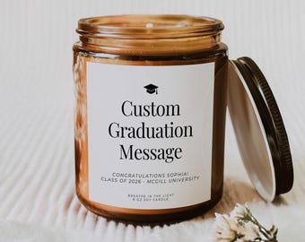 Personalized Graduation Candle, Custom Graduation Gift, College University High School Masters Class of 2026 Candle