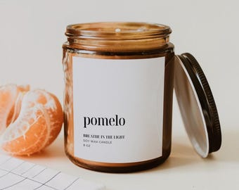 Pomelo Soy Candle, Citrus Scented Candle, Fresh Clean Candle, Grapefruit Citrus Candle, Minimalist Home Candle, Housewarming Gift