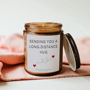 Sending You a Long Distance Hug Candle – Friendship Gift, Best Friend Gift, Thinking of You, Miss You Gift, Handmade Soy Wax Candle