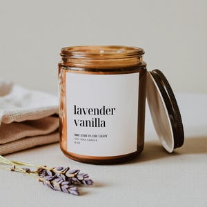 Lavender Vanilla Soy Candle: Relaxing Aromatherapy Gift for Stress Relief, Self-Care & Spa Experience