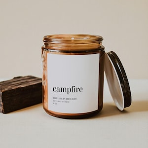 Smoky Campfire Scented Soy Candle, Rustic Cabin Decor, Summer BBQ Favors