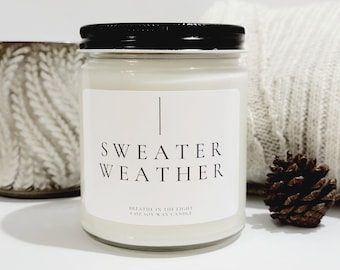 Cozy Sweater Season Soy Wax Candle Fall Candle Gifts Christmas Gifts Holiday Candles Autumn Scented Candle Natural Wax Candle