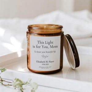 Personalized Memorial Candle for Mom, Custom In Loving Memory Gift, Sympathy Loss of Mother, Remembrance Candle with Name & Dates