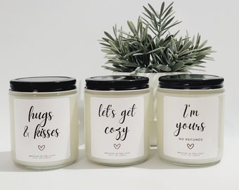 Valentines Day Candle Gift Set, Valentines Gift for Girlfriend, Gift for Wife, Funny Valentines Candle, Handmade Soy Candle in Jar