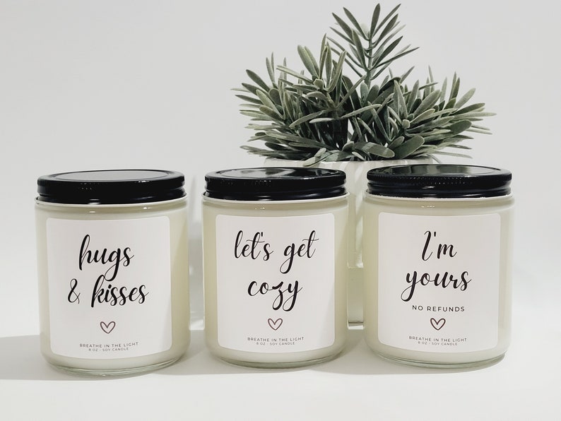 Valentines Day Candle Gift Set, Valentines Gift for Girlfriend, Gift for Wife, Funny Valentines Candle, Handmade Soy Candle in Jar image 1