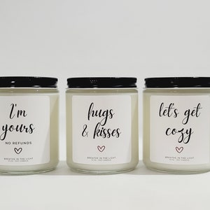 Valentines Day Candle Gift Set, Valentines Gift for Girlfriend, Gift for Wife, Funny Valentines Candle, Handmade Soy Candle in Jar image 2