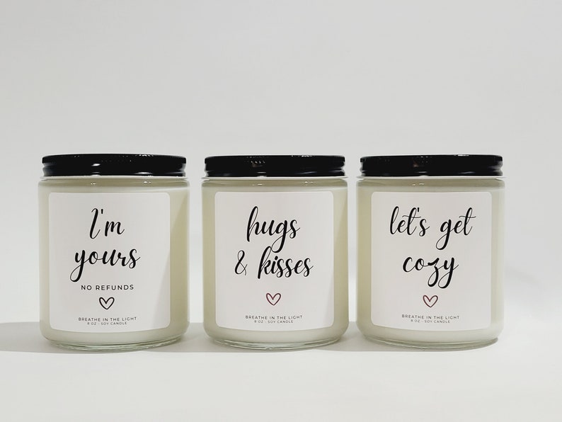 Valentines Day Candle Gift Set, Valentines Gift for Girlfriend, Gift for Wife, Funny Valentines Candle, Handmade Soy Candle in Jar image 2