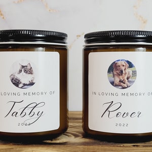 Personalized Pet Memorial Gift with Photo, Pet Loss Gift, Dog Memorial Candle, Cat Memorial Gift, Special Candle Gift for Loss of Pet