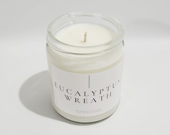 Eucalyptus Wreath Soy Candle Aromatherapy Candle Calming Gifts Relaxing Gifts for Women Candle Gift Refreshing Scent Candle