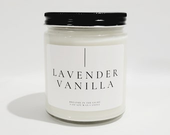 Lavender Vanilla Soy Wax Candle Gift for Her Soothing Candle Stress Relief Gift for Her Scented Soy Candle  Calming Candle Calming Gifts