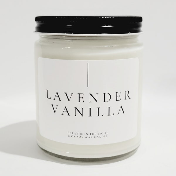 Lavender Vanilla Soy Wax Candle Gift for Her Soothing Candle Stress Relief Gift for Her Scented Soy Candle  Calming Candle Calming Gifts