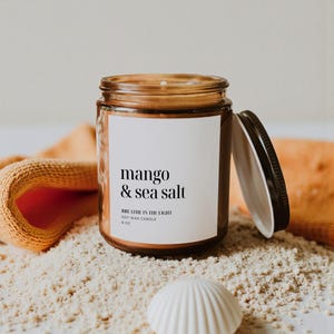 Tropical Mango Sea Salt Soy Candle - Beachy Summer Scent for Poolside Parties & Home Decor