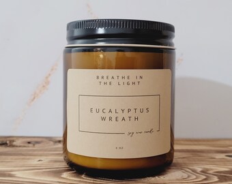 Eucalyptus Wreath Soy Candle - Aromatherapy Candle, Relaxing Gifts for Women - Soy Wax Candle, Refreshing Scent Candle