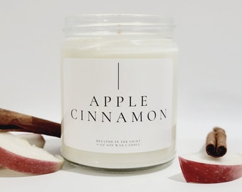 Apple Cinnamon Scented Soy Candle Fall Candle Gift Housewarming Autumn Candle Fall Home Decor