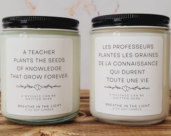 Teacher Appreciation Gift, Personalized Candle, Gift for Teacher, Kindergarten Teacher Gift, Thank You Teacher gift