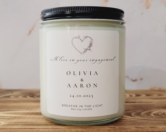 Personalized Engagement Candle Gifts, Engagement Gift for Couple, Bridal Shower Gifts, Scented Jar Candle, Soy Wax Candle, Vegan Candle