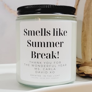 End of Year Teacher Gift, Unique Teacher Gifts, Smells Like Summer Break Soy Wax Candle, Summer Vacation Gift, Handmade Scented Candle