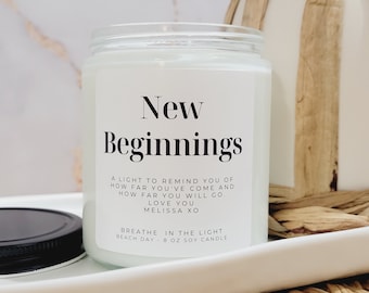 New Beginnings Candle Gift for Her New Chapter Gift Job Promotion Gift Sobriety Gift Wax Candle New Job Gift New Start Friend Gift