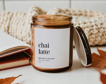 Chai Latte Soy Candle: Spiced Vanilla Cinnamon Scent - Cozy Autumn Gift, LIMITED EDITION