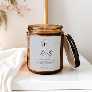 Personalized 16th Birthday Gift for Daughter, Sweet 16 Birthday Candle, Sweet 16 Gifts for Girls, Sweet 16 Soy Candle