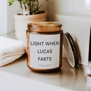 Personalized Fart Candle, Light When Name Farts, Custom Gift, Unique Funny Gift, Gift For Her or Him, Christmas Gift