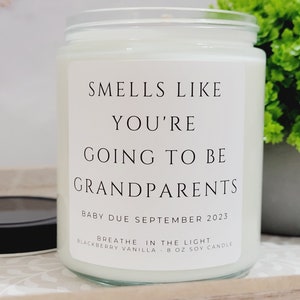 Pregnancy Anouncement Gift for Grandparents, Personalized Pregnancy Announcement Gift, Grandparents to Be Candle Gifts, Soy Wax Candle image 2
