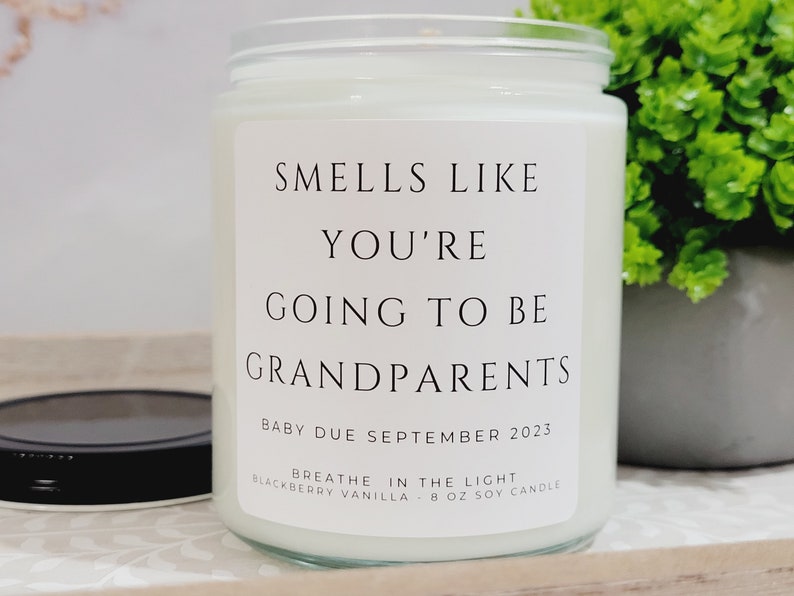 Pregnancy Anouncement Gift for Grandparents, Personalized Pregnancy Announcement Gift, Grandparents to Be Candle Gifts, Soy Wax Candle image 2