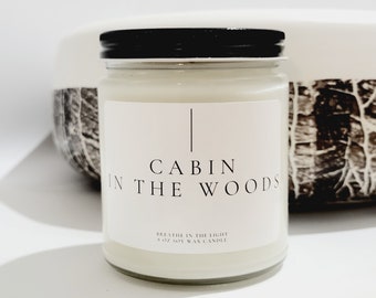 Cabin in the Woods Soy Candle Fall Soy Candle Handmade Soy Wax Candles for Fall Amber Jar Candle Nordic Decor