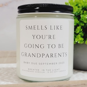 Pregnancy Anouncement Gift for Grandparents, Personalized Pregnancy Announcement Gift, Grandparents to Be Candle Gifts, Soy Wax Candle