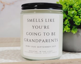 Pregnancy Anouncement Gift for Grandparents, Personalized Pregnancy Announcement Gift, Grandparents to Be Candle Gifts, Soy Wax Candle