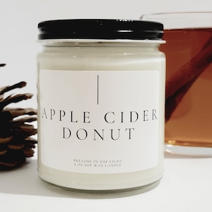 Cozy Fall Vibes Candle, Hand Poured Apple Cider Donut Scented Soy Wax, Ideal for Fall Decor & Thanksgiving Gifts, Fall Party Favors