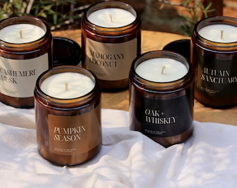 Handmade Autumn Soy Candle Set | Cozy Fall Home Decor Thanksgiving Favors Gifts for Guests Family