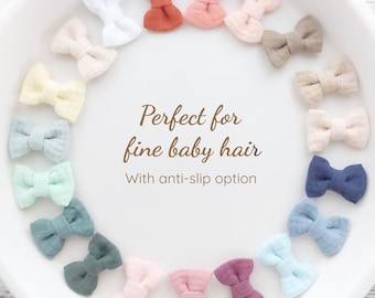 Baby Hair Clips for Fine Hair | Anti-Slip Baby Bows | Mini & XS Hair Bows | Toddler Hair Clips |Newborn Gift | Baby Shower Gift