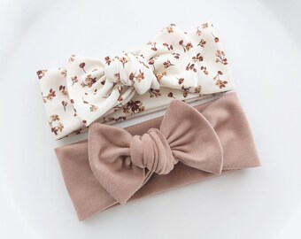 Baby Bow hoofdbanden: bloemenhoofdband, cacaohoofdband (ALLE MATEN), pasgeboren cadeau, babymeisje cadeau, kraamcadeau