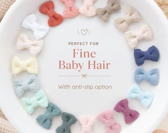 Fermagli per capelli per neonati con capelli fini / Fiocchi antiscivolo per neonati / Fiocchi per capelli mini e XS / Fermagli per capelli per bambini piccoli / Regalo per neonati / Regalo per baby shower