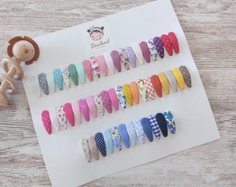 Set of Fabric Snap Hair Clips for Babies and Toddlers – Soft Handmade Baby Hair Clips – Mini Snap Clips – Gift for Baby Shower or Birthday