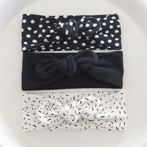 Baby Haarband Schleife: Weiß und Schwarz ALLE GRÖSSEN, Neugeborenen Geschenk, Baby Girl Geschenk, Baby-Dusche-Geschenk Bild 1