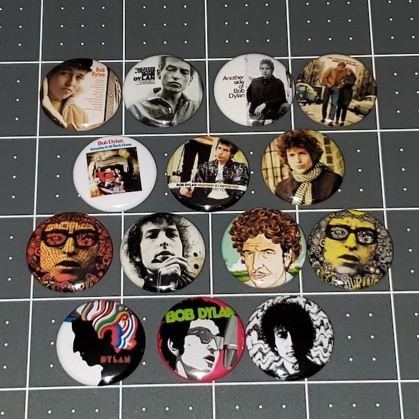 14 Bob Dylan Buttons 1 Inch Button Pin Pins Mini Albums Vinyl LP Covers LOT A