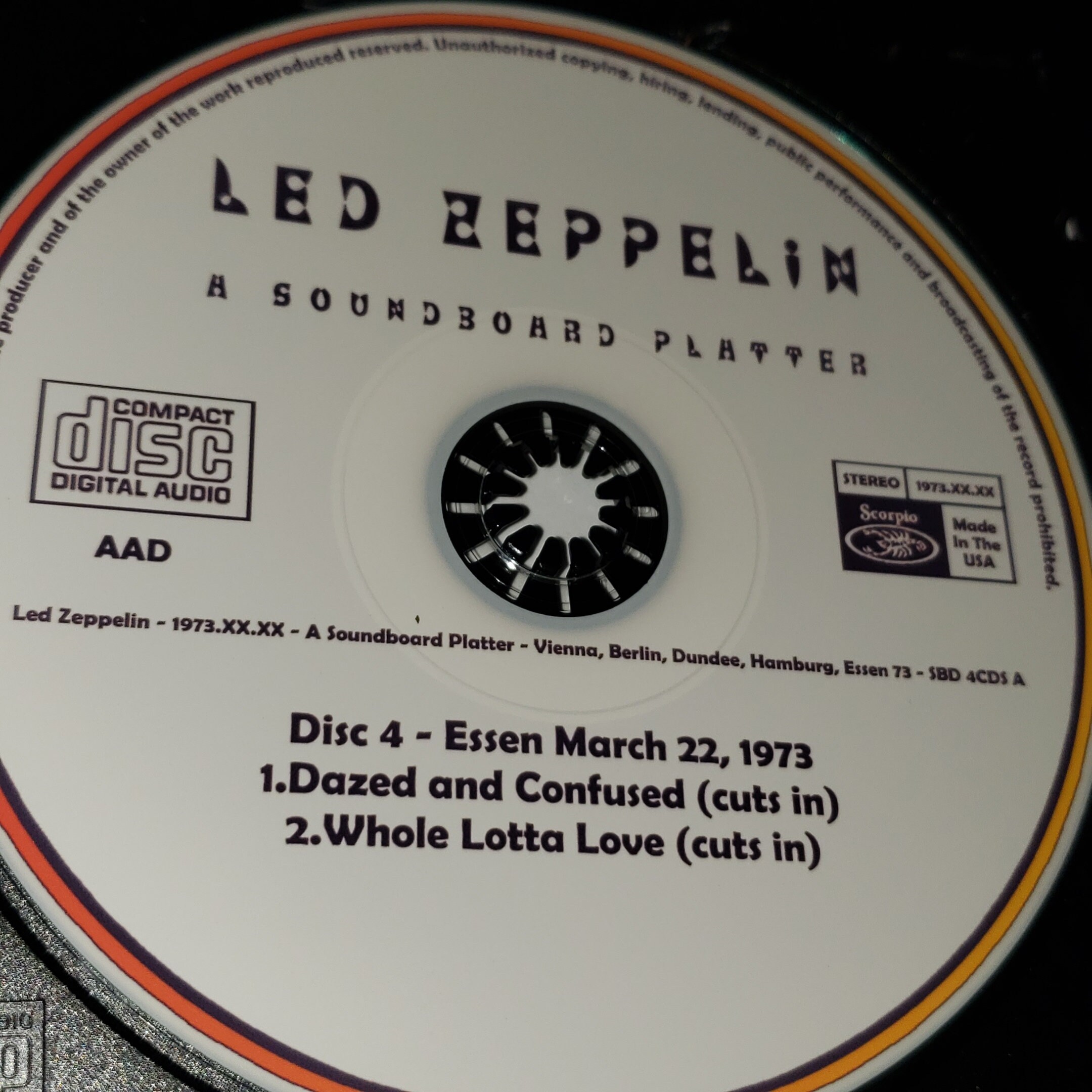 Led Zeppelin 4 CD Set A Soundboard Platter Live in 1973 Comp 