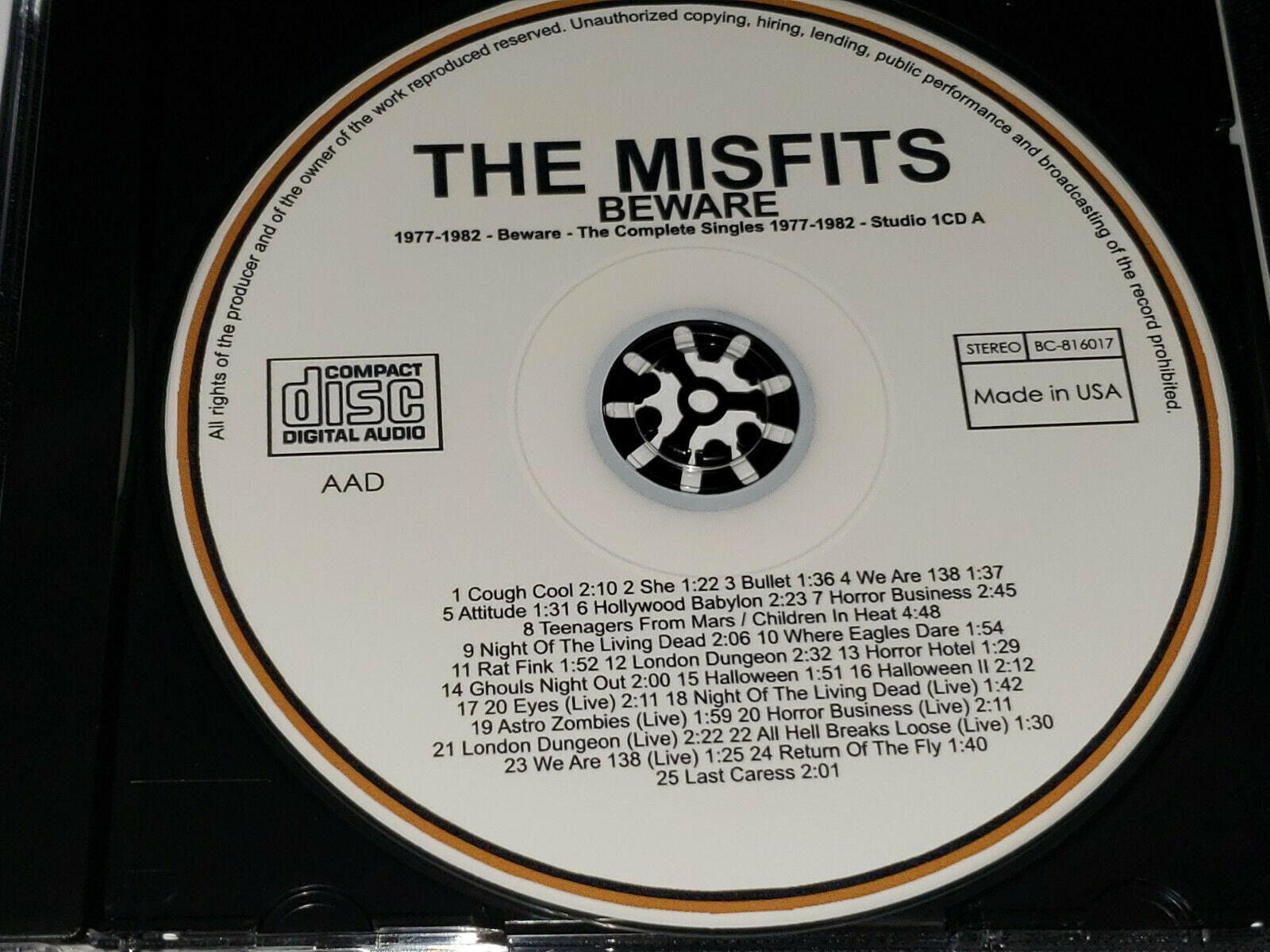 Misfits 1 CD Set Beware the Complete Singles 77-82 Samhain