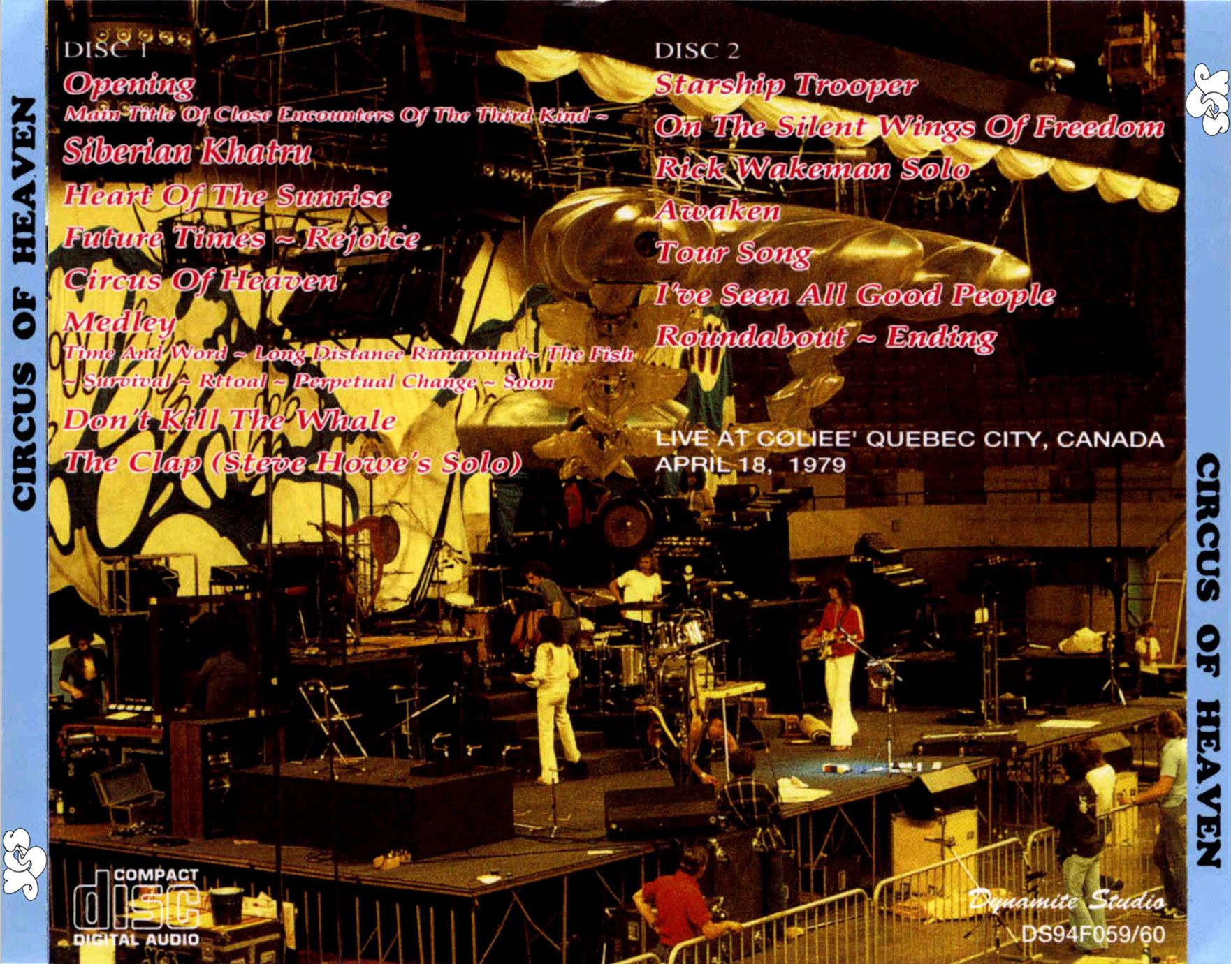 Yes 2 CD Set Circus of Heaven Live in Quebec City Canada 1979 