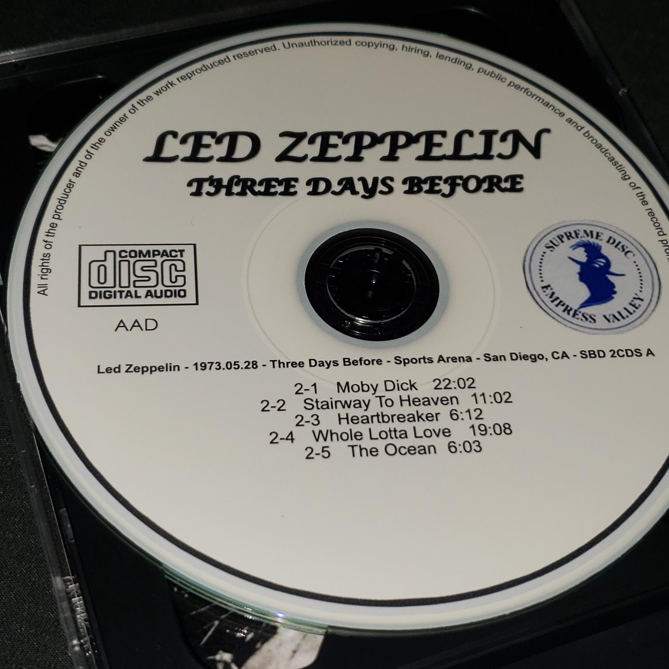 Led Zeppelin Live 2 CD Set Three Days Before Live in San Diego CA 