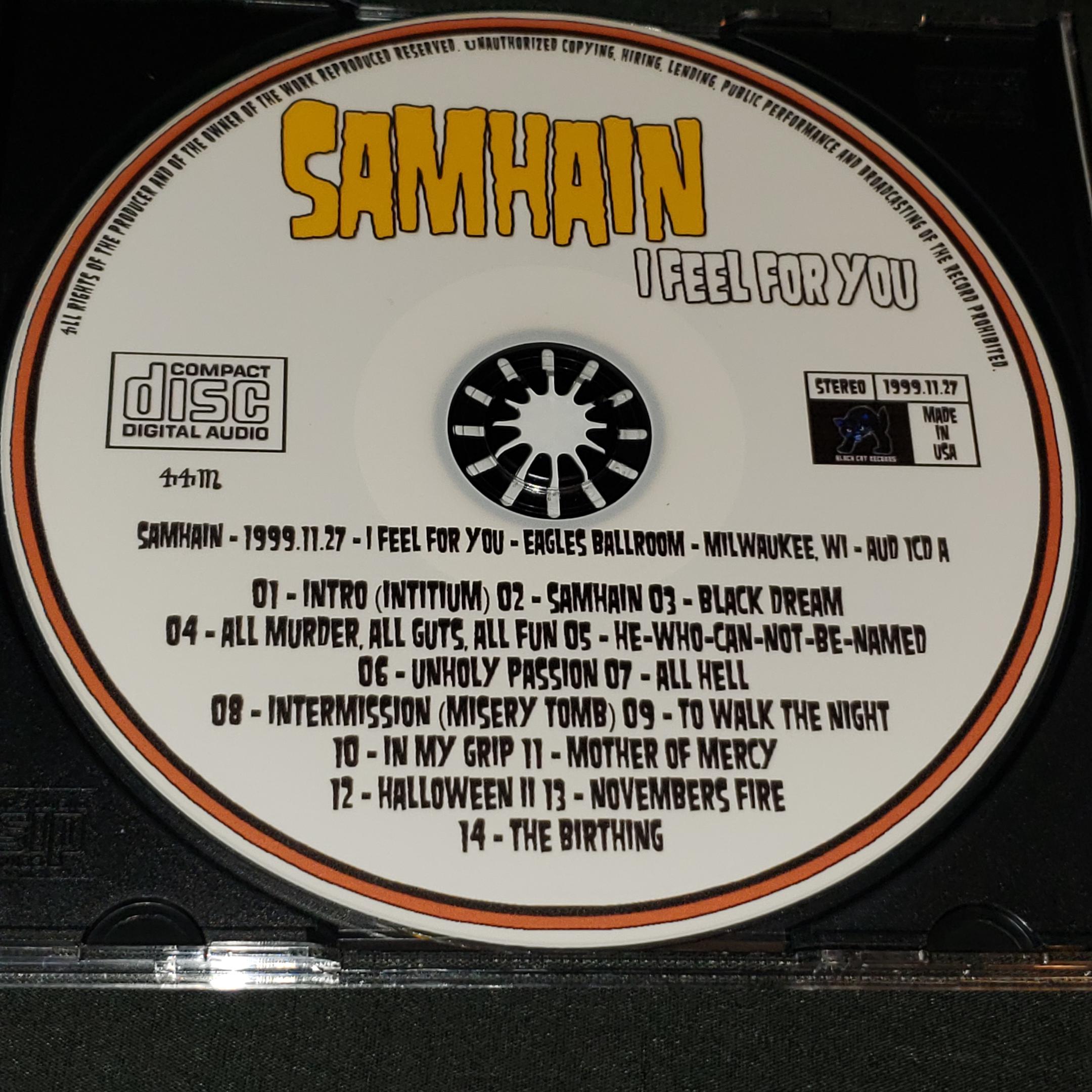 Samhain Misfits Live 1 CD Feel for You Live at Eagles Ballroom