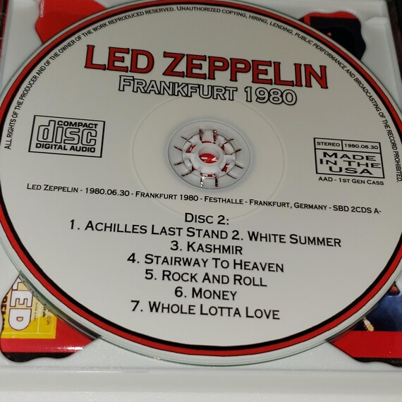 Led Zeppelin Live 2 CD Set Festhalle in Frankfurt Germany 1980