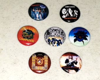 7 Thin Lizzy Button 1 inch Buttons Pin Pins Badge Badges Albums Phil Lynott - LOT A
