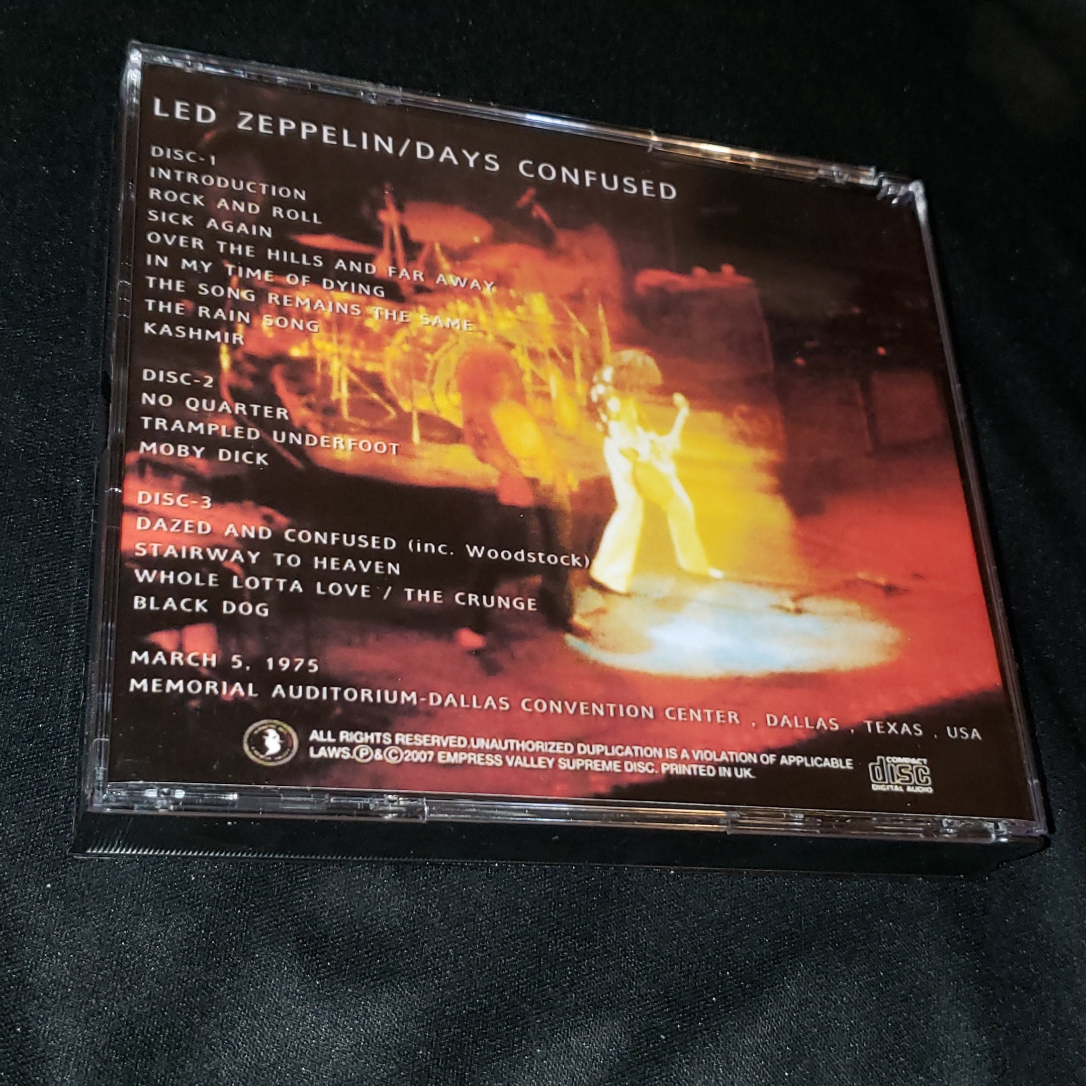Led Zeppelin 3 CD Set Days Confused Live in Dallas TX 1975 Robert 