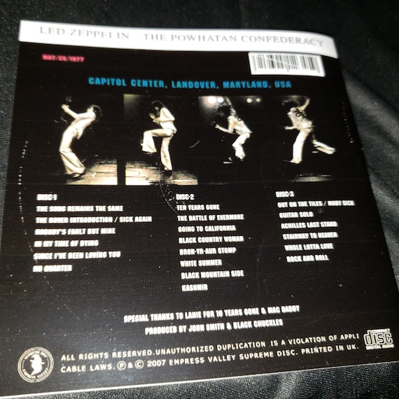 Led Zeppelin 3 CD Powhatan Confederacy Live in Landover 1977 Jimmy